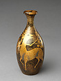 Sake bottle, Nashiji lacquer with designs in gold and sliver, Japan