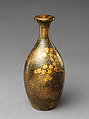 Sake bottle, Nashiji lacquer with designs in gold and sliver, Japan