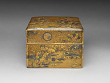 Box for Personal Accessories (Tebako) with Decoration Based on a Poem from the Shinkokinshū, Kōami Chōjū (Nagashige) (Japanese, 1599–1651), Gold and silver makie with silver studs, Japan