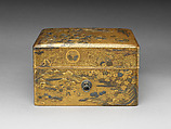 Box for Personal Accessories (Tebako) with Decoration Based on a Poem from the Shinkokinshū, Kōami Chōjū (Nagashige) (Japanese, 1599–1651), Gold and silver makie with silver studs, Japan