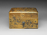 Box for Personal Accessories (Tebako) with Decoration Based on a Poem from the Shinkokinshū, Kōami Chōjū (Nagashige) (Japanese, 1599–1651), Gold and silver makie with silver studs, Japan