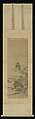 Mount Penglai with Eight Views of Xiao and Xiang, Kano Tansui Moritsune (active 19th century), One from a triptych of hanging scrolls; ink and color on silk, Japan