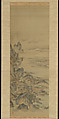 Mount Penglai with Eight Views of Xiao and Xiang, Kano Tansui Moritsune (active 19th century), One from a triptych of hanging scrolls; ink and color on silk, Japan