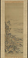 Mount Penglai with Eight Views of Xiao and Xiang, Kano Tansui Moritsune (active 19th century), One from a triptych of hanging scrolls; ink and color on silk, Japan