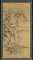 Eight Daoist Immortals, Cranes, and Gibbons, Kano Tanshin (Morimasa) (Japanese, 1653–1718), Triptych of hanging scrolls; ink and color on silk, Japan