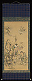 Eight Daoist Immortals, Cranes, and Gibbons, Kano Tanshin (Morimasa) (Japanese, 1653–1718), Triptych of hanging scrolls; ink and color on silk, Japan