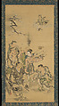 Eight Daoist Immortals, Cranes, and Gibbons, Kano Tanshin (Morimasa) (Japanese, 1653–1718), Triptych of hanging scrolls; ink and color on silk, Japan
