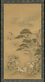Eight Daoist Immortals, Cranes, and Gibbons, Kano Tanshin (Morimasa) (Japanese, 1653–1718), Triptych of hanging scrolls; ink and color on silk, Japan