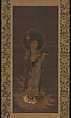 Welcoming Descent of the Bodhisattva Jizō, Unidentified artist, Hanging scroll; ink, color, and cut gold on silk, Japan