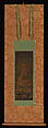Welcoming Descent of Amida Buddha with Bodhisattvas Kannon and Seishi, Hanging scroll; silk and hair embroidery on silk ground, Japan