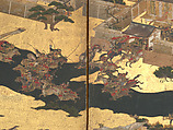 The Rebellions of the Hōgen and Heiji Eras, Pair of six-panel folding screens; ink, color, gold, and gold leaf on paper, Japan