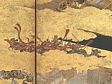 The Rebellions of the Hōgen and Heiji Eras, Pair of six-panel folding screens; ink, color, gold, and gold leaf on paper, Japan