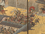 The Rebellions of the Hōgen and Heiji Eras, Pair of six-panel folding screens; ink, color, gold, and gold leaf on paper, Japan