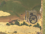 The Rebellions of the Hōgen and Heiji Eras, Pair of six-panel folding screens; ink, color, gold, and gold leaf on paper, Japan
