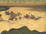 The Rebellions of the Hōgen and Heiji Eras, Pair of six-panel folding screens; ink, color, gold, and gold leaf on paper, Japan