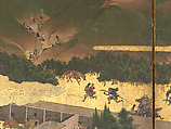 The Rebellions of the Hōgen and Heiji Eras, Pair of six-panel folding screens; ink, color, gold, and gold leaf on paper, Japan