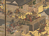 The Rebellions of the Hōgen and Heiji Eras, Pair of six-panel folding screens; ink, color, gold, and gold leaf on paper, Japan