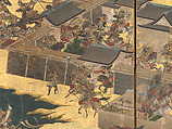 The Rebellions of the Hōgen and Heiji Eras, Pair of six-panel folding screens; ink, color, gold, and gold leaf on paper, Japan