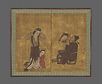 Chinese Portrait Painter, Miwa Zaiei Japanese, Two-panel folding screen; ink, color, and gold on paper, Japan