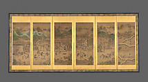 Farmers' Lives in the Twelve Months, Pair of six-panel folding screens; ink and color on paper, Japan