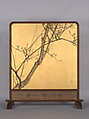 Plum Blossoms, Painting by Matsumura Keibun 松村景文 (Japanese, 1779–1843), Freestanding screen (tsuitate); ink on paper, Japan