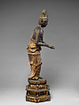 Attendant Bodhisattva Kannon, Wood with lacquer, gold paint, gold leaf, and inlaid crystal, Japan