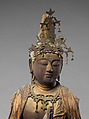 Attendant Bodhisattva Seishi, Wood with lacquer, gold paint, gold leaf, and inlaid crystal, Japan