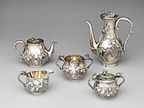 Five-piece silver tea and coffee service with iris patterns, Silver, Japan