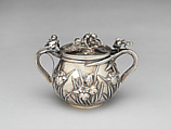 Five-piece silver tea and coffee service with iris patterns, Silver, Japan