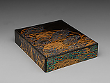 Writing Box (Suzuribako) with Autumn Grasses and Moon, Unryūan (Kitamura Tatsuō) (Japanese, born 1952), Lacquered wood with gold takamaki-e, hiramaki-e, togidashimaki-e, cut-out gold foil application, and mother-of-pearl inlay , Japan