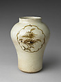 Jar decorated with flowers, Porcelain with underglaze iron-brown design, Korea