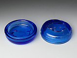 Covered box with catfish, Blue glass, China