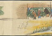 Illustrations of Uji Tea Production, Painting by Saitō Motonari (Japanese, active ca. 1800), Handscroll of thirty-two sheets reformatted as a folding album (orihon), Japan