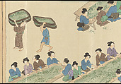 Illustrations of Uji Tea Production, Painting by Saitō Motonari (Japanese, active ca. 1800), Handscroll of thirty-two sheets reformatted as a folding album (orihon), Japan