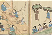 Illustrations of Uji Tea Production, Painting by Saitō Motonari (Japanese, active ca. 1800), Handscroll of thirty-two sheets reformatted as a folding album (orihon), Japan