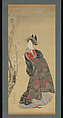 Beauty of the Season; Spring, Fujiwara Chikanobu (Japanese, 18th century), Hanging scroll; ink on paper, Japan