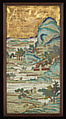 Wall panel with poetic scenery of autumn, Cloisonné enamel, gilt bronze, wooden frame, China