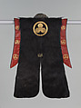 Battle surcoat (jinbaori), Bear hide with red leather and impressed gold patterns; printed cotton lining, Japan