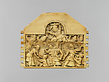 Panel from a jewelry casket: Krishna slays Putana, Ivory, South India, Vijayanagara, Hampi