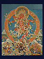 The Goddess Kurukulla, Appliqued satin, brocade and damask, embroidered silk and painted details, Tibet