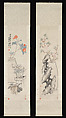 Flowers: (a) Peach-blossom and Spiritual Stone; (b) Camellia, Narcissus and Buddha's Hand, Zhou Cunbo (Chinese, 1820–1875), Pair of hanging scrolls; ink and color on paper, China