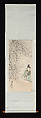 A Beauty at the Window by a Plum Tree, Yu Ming (Chinese, 1884–1935), Hanging scroll; ink and color on paper, China