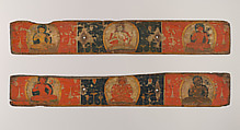 Pair of Manuscript Covers: Prajnaparamita Flanked by Bodhisattvas (above); Vajrasattva(?) Flanked by Bodhisattvas (below), Distemper on wood, Nepal (Kathmandu Valley)