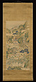 Orchid Pavilion Gathering in Blue and Green, Tsubaki Kakoku (Japanese, 1825–1850), Hanging scroll; ink and color on silk, Japan