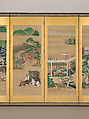The Tale of Genji, Iwasa school, Pair of six-panel screens: ink and color on paper, Japan