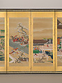 The Tale of Genji, Iwasa school, Pair of six-panel screens: ink and color on paper, Japan