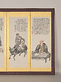 Japanese Historical Figures, Tomioka Tessai (Japanese, 1836–1924), Pair of six-fold screens: ink and color on paper, Japan