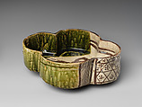 Covered Vessel (Futamono) with Plum Tree, Stoneware with iron and copper green overglaze decoration (Mino ware, Oribe type), Japan