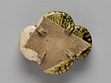 Covered Vessel (Futamono) with Plum Tree, Stoneware with iron and copper green overglaze decoration (Mino ware, Oribe type), Japan