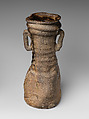 Brown Oribe Flower Holder with Handles, Stoneware with natural ash, feldspar, and iron glaze (Mino ware, Kuro-Oribe type), Japan